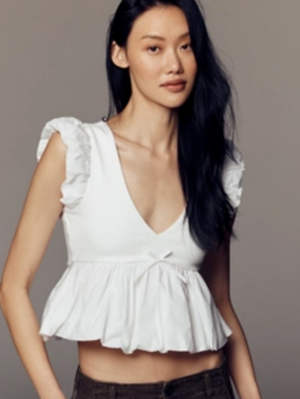 NWT Maeve Crop Peplum Ruffle Top